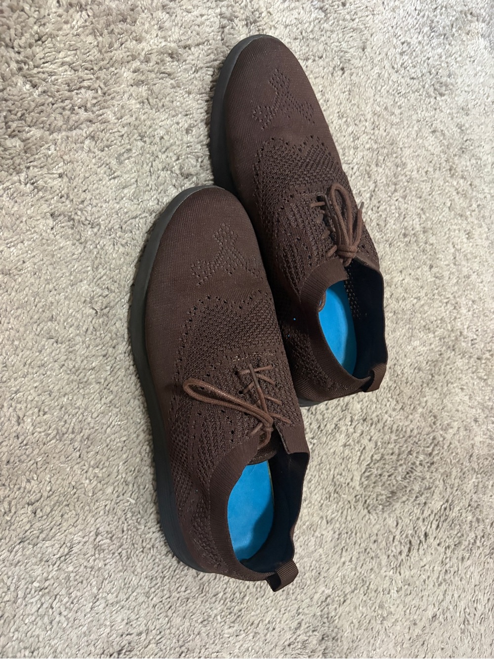 Men's Brown Knit Lace-Up Shoes